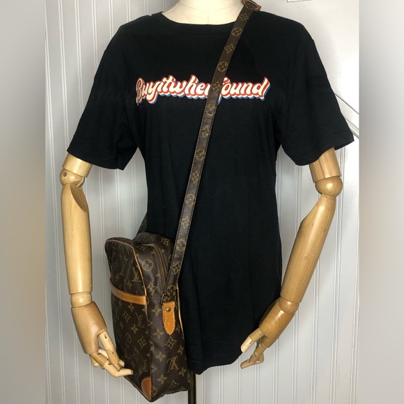 LOUIS VUITTON DANUBE MM Monogram Adjustable Crossbody Shoulder Bag LV DUST BAG - Picture 8 of 17